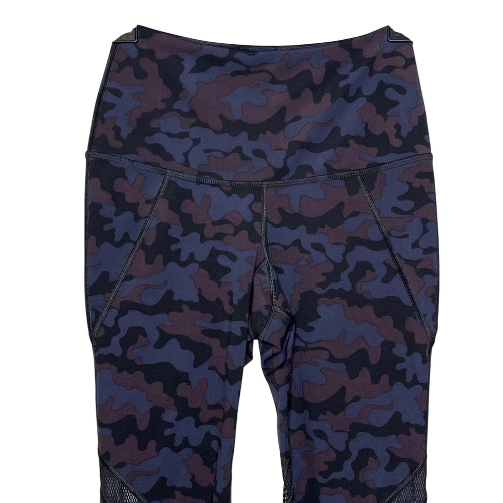 Splits59 Size Small Nova Leggings Purple Blue Camo Print‎ Mesh Cutouts